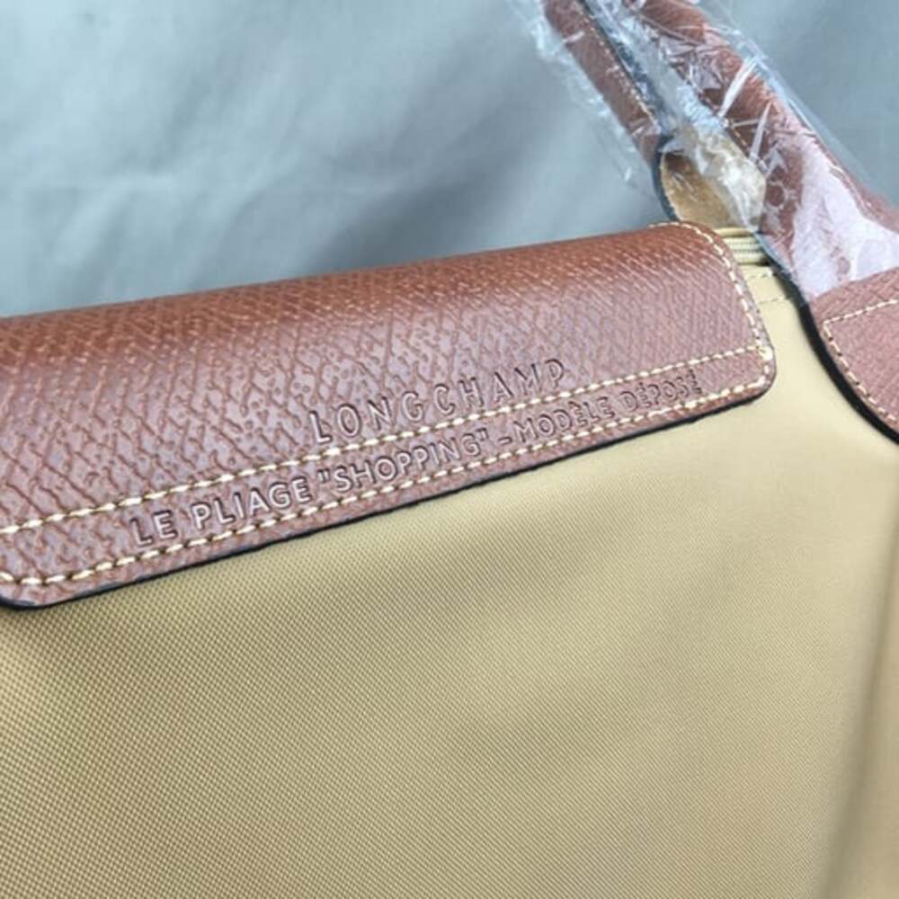 NWT Longchamp Le Pliage Medium Handbag Khaki Canvas Shoulder M - Picture 6 of 9